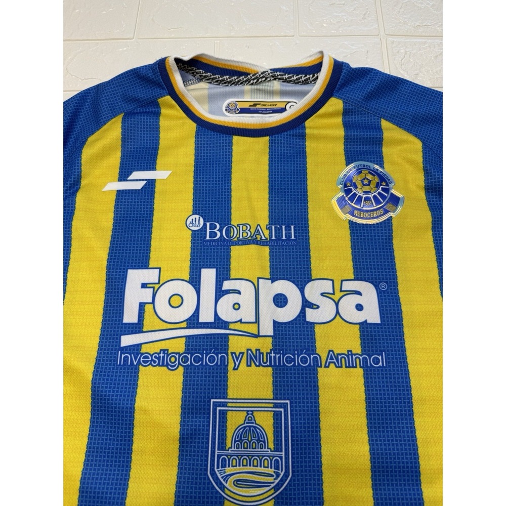 Silver Sport Reboceros La Piedad Home Soccer Jersey Blue Yellow Mens Large #8